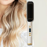 Maxbell Hair Straightener Comb 2 in 1 Heated Hair Straightener Comb for Gifts Beauty white