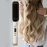 Maxbell Hair Straightener Comb 2 in 1 Heated Hair Straightener Comb for Gifts Beauty white