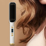 Maxbell Hair Straightener Comb 2 in 1 Heated Hair Straightener Comb for Gifts Beauty white