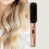 Maxbell Hair Straightener Comb 2 in 1 Heated Hair Straightener Comb for Gifts Beauty pink