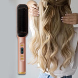 Maxbell Hair Straightener Comb 2 in 1 Heated Hair Straightener Comb for Gifts Beauty pink