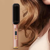 Maxbell Hair Straightener Comb 2 in 1 Heated Hair Straightener Comb for Gifts Beauty pink