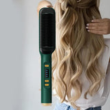 Maxbell Hair Straightener Comb 2 in 1 Heated Hair Straightener Comb for Gifts Beauty green