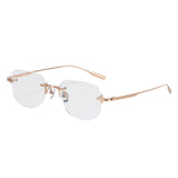 Maxbell Frameless Eye Glasses Fashion Rose Gold Glasses for Computer Holiday Leisure