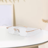 Maxbell Frameless Eye Glasses Fashion Rose Gold Glasses for Computer Holiday Leisure