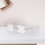 Maxbell Frameless Eye Glasses Fashion Rose Gold Glasses for Computer Holiday Leisure