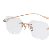 Maxbell Frameless Eye Glasses Fashion Rose Gold Glasses for Computer Holiday Leisure