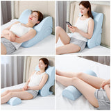 Maxbell Backrest Pillow Beds Backrest Reading Rest Pillow for Adult Sitting up in Bed blue