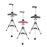 Maxbell Folding Cane Seat Three Legged Walking Cane with Stool for Seniors Women Men Black