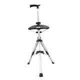 Maxbell Folding Cane Seat Three Legged Walking Cane with Stool for Seniors Women Men Black