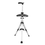 Maxbell Folding Cane Seat Three Legged Walking Cane with Stool for Seniors Women Men Black