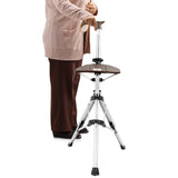 Maxbell Folding Cane Seat Three Legged Walking Cane with Stool for Seniors Women Men Coffee