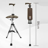 Maxbell Folding Cane Seat Three Legged Walking Cane with Stool for Seniors Women Men Coffee