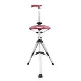 Maxbell Folding Cane Seat Three Legged Walking Cane with Stool for Seniors Women Men Red