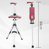 Maxbell Folding Cane Seat Three Legged Walking Cane with Stool for Seniors Women Men Red