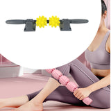 Maxbell PU Massage Roller Stick with Bracket Whole Body Massage for Arms Waist Thigh Light Yellow