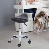 Maxbell PU Leather Rolling Stool Bar Stool with Wheels for Barbershop Pubs Housework Black