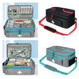 Maxbell First Aid Bag Double Layer Medication Organizer Pouch for Gym Office Camping grey