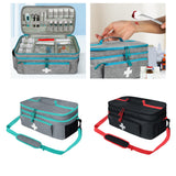 Maxbell First Aid Bag Double Layer Medication Organizer Pouch for Gym Office Camping grey