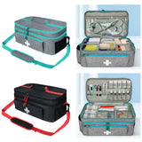 Maxbell First Aid Bag Double Layer Medication Organizer Pouch for Gym Office Camping grey