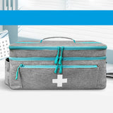 Maxbell First Aid Bag Double Layer Medication Organizer Pouch for Gym Office Camping grey