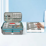 Maxbell First Aid Bag Double Layer Medication Organizer Pouch for Gym Office Camping grey