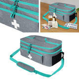 Maxbell First Aid Bag Double Layer Medication Organizer Pouch for Gym Office Camping grey