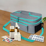 Maxbell First Aid Bag Double Layer Medication Organizer Pouch for Gym Office Camping grey