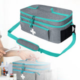 Maxbell First Aid Bag Double Layer Medication Organizer Pouch for Gym Office Camping grey