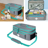 Maxbell First Aid Bag Double Layer Medication Organizer Pouch for Gym Office Camping grey