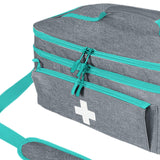 Maxbell First Aid Bag Double Layer Medication Organizer Pouch for Gym Office Camping grey