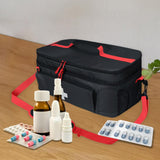 Maxbell First Aid Bag Double Layer Medication Organizer Pouch for Gym Office Camping black