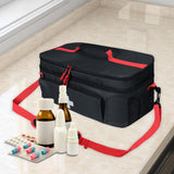Maxbell First Aid Bag Double Layer Medication Organizer Pouch for Gym Office Camping black