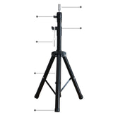 Maxbell Wig Stand Tripod Non Slip Portable Wig Head Holder for Salons Hair Extension black