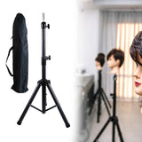Maxbell Wig Stand Tripod Non Slip Portable Wig Head Holder for Salons Hair Extension black