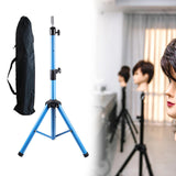 Maxbell Wig Stand Tripod Non Slip Portable Wig Head Holder for Salons Hair Extension blue