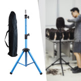 Maxbell Wig Stand Tripod Non Slip Portable Wig Head Holder for Salons Hair Extension blue