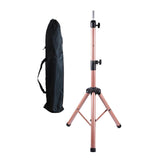 Maxbell Wig Stand Tripod Non Slip Portable Wig Head Holder for Salons Hair Extension pink
