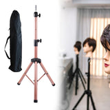 Maxbell Wig Stand Tripod Non Slip Portable Wig Head Holder for Salons Hair Extension pink