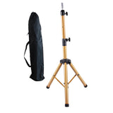 Maxbell Wig Stand Tripod Non Slip Portable Wig Head Holder for Salons Hair Extension gold