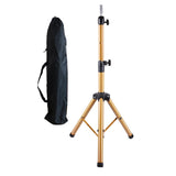 Maxbell Wig Stand Tripod Non Slip Portable Wig Head Holder for Salons Hair Extension gold