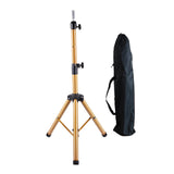 Maxbell Wig Stand Tripod Non Slip Portable Wig Head Holder for Salons Hair Extension gold