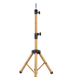 Maxbell Wig Stand Tripod Non Slip Portable Wig Head Holder for Salons Hair Extension gold