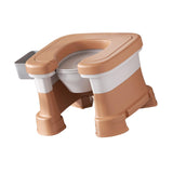 Maxbell Bathroom Squating Toilet Chair Compact Toilet Stool for Potty Bathroom Woman Khaki Heighten