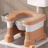 Maxbell Bathroom Squating Toilet Chair Compact Toilet Stool for Potty Bathroom Woman Khaki Heighten