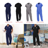 Maxbell Uniform Scrub Set for Men Top and Pants V Neck Soft Workwear for Cosmetology Navy blue S