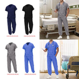 Maxbell Uniform Scrub Set for Men Top and Pants V Neck Soft Workwear for Cosmetology Navy blue S