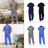 Maxbell Uniform Scrub Set for Men Top and Pants V Neck Soft Workwear for Cosmetology Navy blue S