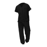 Maxbell Uniform Scrub Set for Men Top and Pants V Neck Soft Workwear for Cosmetology Black XXXL