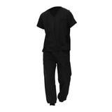 Maxbell Uniform Scrub Set for Men Top and Pants V Neck Soft Workwear for Cosmetology Black XXXXL